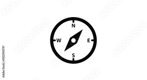 Simple black compass illustration showing cardinal directions on a white background
