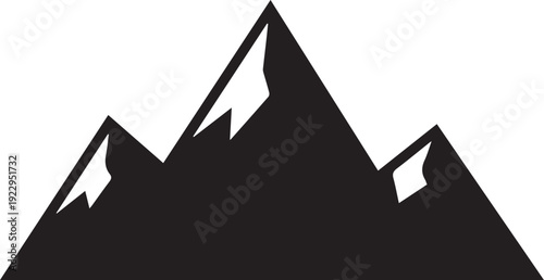 Minimalist Mountain Range Silhouettes With Three Sharp Jagged Peaks Isolated