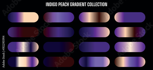 Indigo Peach Gradient Collection, Colorful Oval Shapes, Background Elements, Website or App UI Gradient Bars, Overlay Effect, for Banner or Poster Design