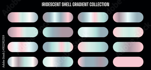 Foto Iridescent shell gradient collection, holographic oval shapes, pastel colors, fo