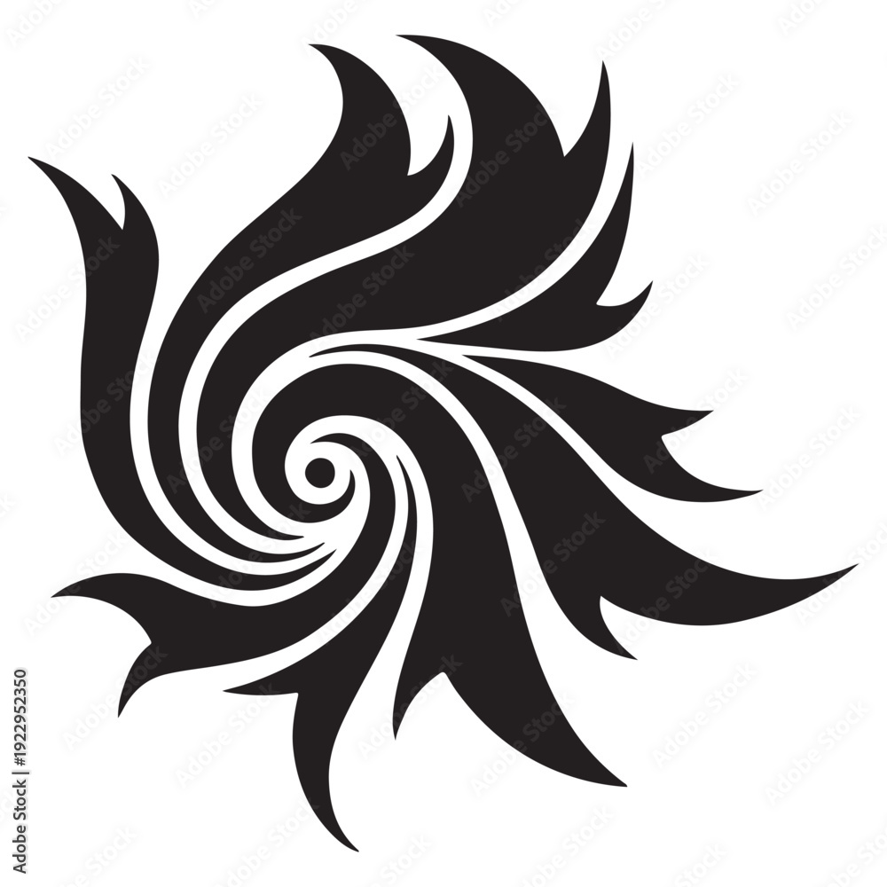 Fototapeta premium Stylized Black and White Organic Swirling Pattern with Decorative Elements