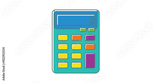 A colorful cartoon illustration of a basic electronic calculator