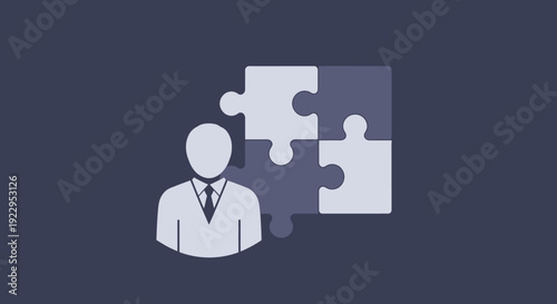 Businessman connecting puzzle pieces symbolizing problem solving and teamwork