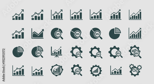 Collection of data analysis and growth charts for business insights