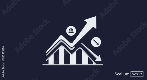 Dynamic financial graph showing upward and downward trends against a dark background