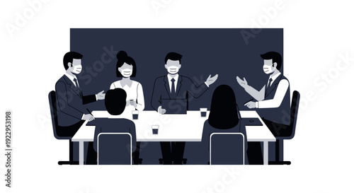 Diverse team collaborates in a modern meeting room, sharing ideas and planning strategy.