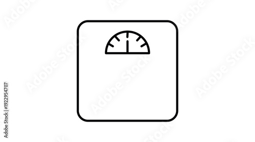 Clean black and white vector icon of a weighing scale, ideal for themes related to weight control, fitness, health tracking, diet programs, measurement tools, and wellness apps. 