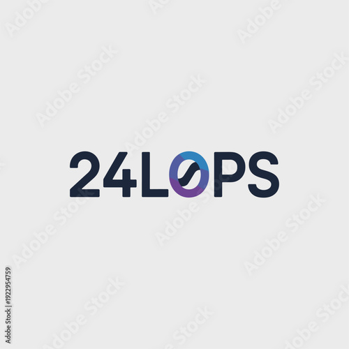 24LOPS Modern Business Logo Design with Infinity Circle Loop Icon, Flat Vector Illustration