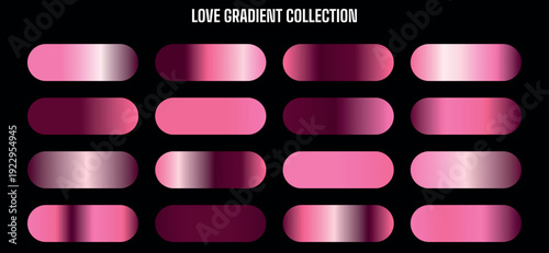 Pink gradient buttons collection, vector, for website or app UI, gradient overlay effect, for design or mockup, pink color palette