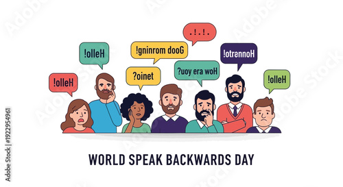 World Speak Backwards Day Concept - Diverse People Communicating
