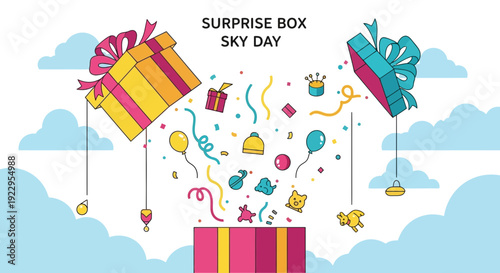 Surprise Box Sky Day: Gifts Falling from Clouds