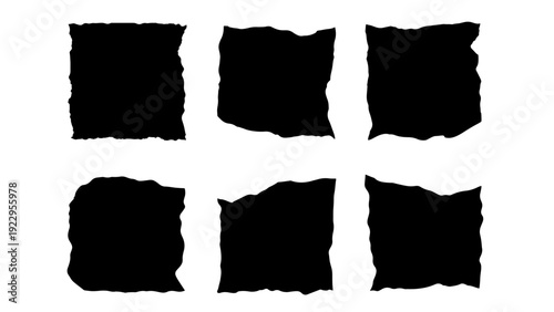 shape. Square torn paper shape. Headline, calligraphy border, isolated grunge header background. Rough edge square frame. 