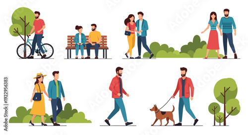 Diverse people enjoying a sunny day in a public park setting