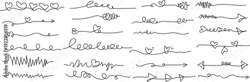 Collection of unique hand drawn  set of Border line styles and abstract artistic elements