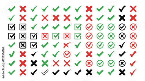 Checkmarks and crosses symbols