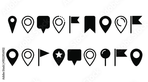 Collection of map marker and navigation icons