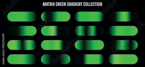 Neon green gradient shapes collection, matrix style, for website or presentation background, overlay effect, Isolated on transparent background, png