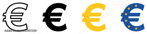 euro currency icon set illustration