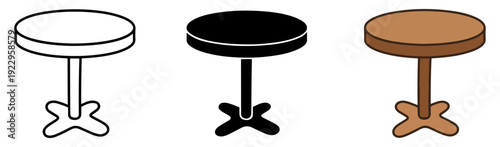 round wooden table furniture icon