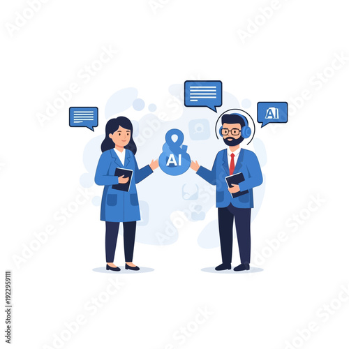 A 3d cartoon illustration of a businessman using a laptop and tablet pc for mobile internet communication and cloud computing network concepts