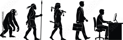 Best Selling Human Evolution Silhouette Art – Educational Posters, Stylish T-Shirts, Modern Home Decor, Creative Marketplace Designs, History Lovers, Artistic Inspiration