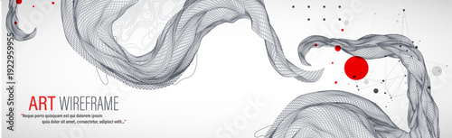 The abstract wave is made in a frame style. Template for science and technology presentation. Vector art.