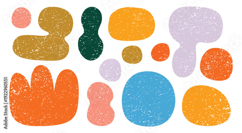 Abstract organic shapes with textured grunge effect