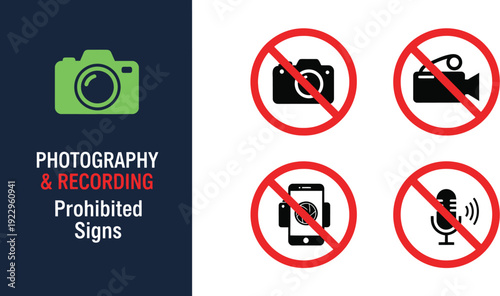 No photography and recording prohibition signs