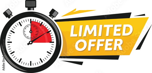 Limited time offer with black stopwatch and yellow banner