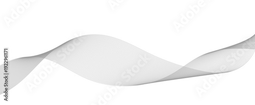 Abstract wave lines background with grey smooth curve movement vector, futuristic dynamic wavy swirl flowing pattern, digital technology twisted particles, undulate energy concept, PNG illustration.