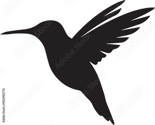 Flying Hummingbird Silhouettes Hovering With Long Beak Minimalist Vector Isolated