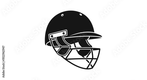 Black cricket helmet with protective face guard and grill
