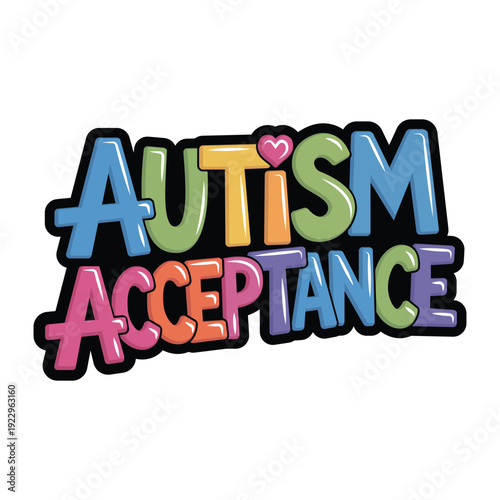 Colorful Autism Acceptance Typography Vector Design