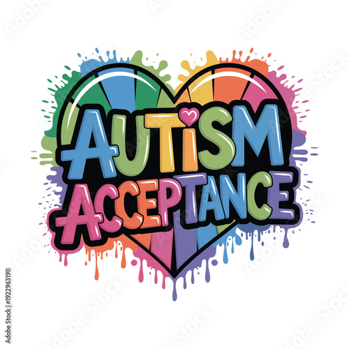 Autism Acceptance Paint Splatter Heart Vector Design