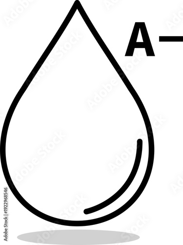 A negative blood type outline icon for medical use. A negative group isolated on transparent background. Minimalist drop symbol represent healthcare donation and transfusion services vector design.