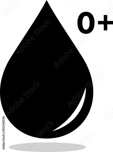 O positive blood type icon for medical use. O positive group drop isolated on transparent background. Black drop symbol represent healthcare, donation and transfusion services vector illustration.
