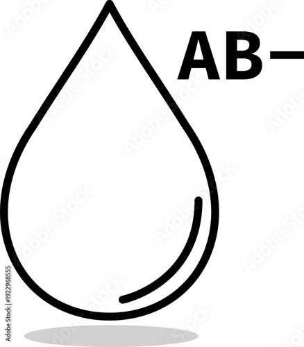 AB negative blood type outline icon for medical use. AB negative group isolated on transparent background. Minimalist drop symbol represent healthcare donation and transfusion services vector design.