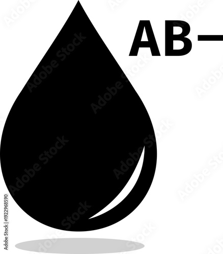 AB negative blood type icon for medical use. AB negative group drop isolated on transparent background. Black drop symbol represents healthcare, donation and transfusion services vector illustration.