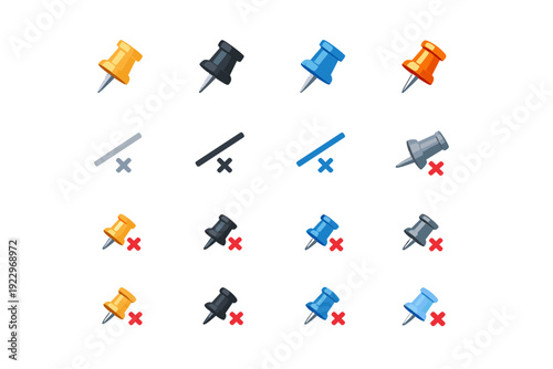 Vector icons dark light variant unpin pin icon detailed style theme
