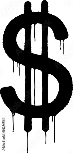 Dripping Dollar Sign Graffiti Art Grunge Style Symbol