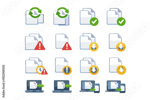 Expired offline generation duplicate copy sync device icon success image syncing vector