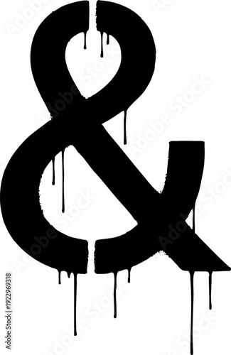 Stylized Black Dripping Ampersand Symbol Graphic