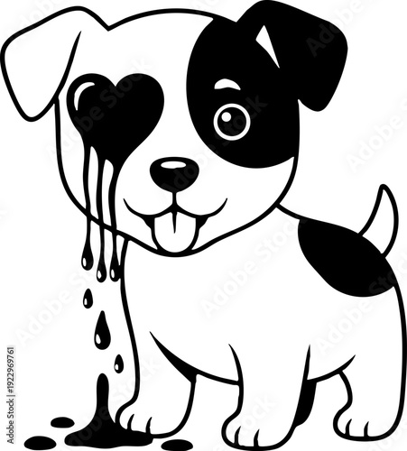 Cute Puppy with Dripping Heart Eye Illustration