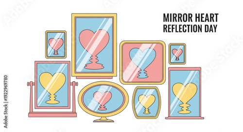 Hearts Reflecting in Mirrors - Self-Love and Reflection Concept