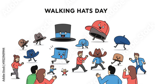 Walking Hats Day Cartoon Characters