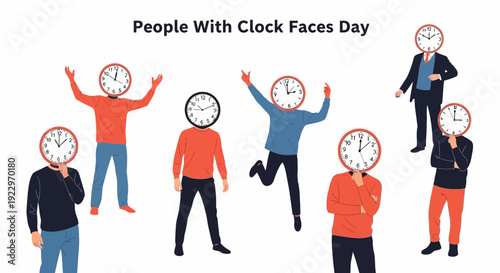 People With Clock Faces Day Concept