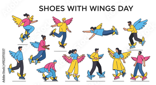 Shoes With Wings Day - People Flying with Winged Footwear