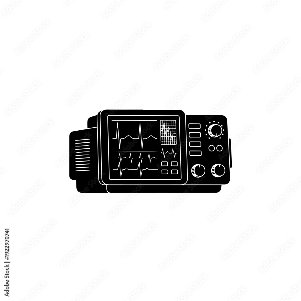 Fototapeta premium Electrocardiogram Heart Rate Monitor Medical Device Icon