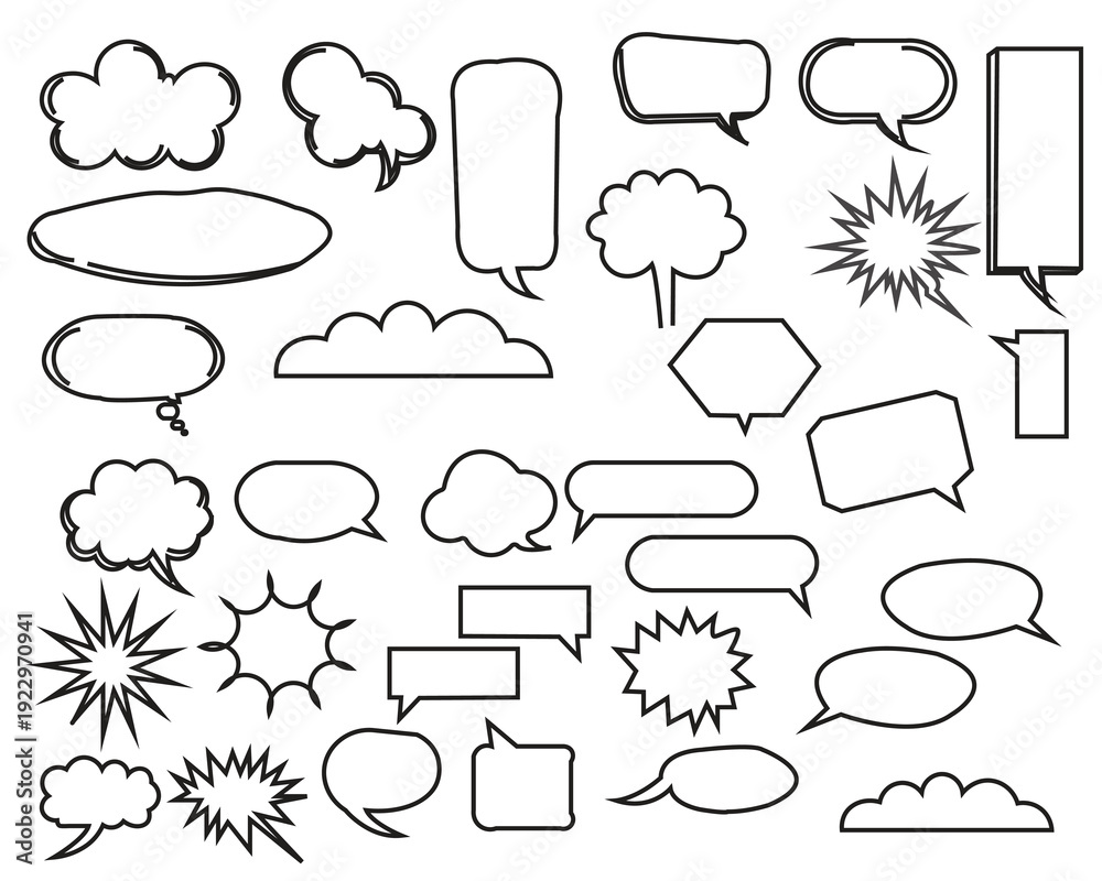 Fototapeta premium Collection of comic book speech bubbles and thought clouds