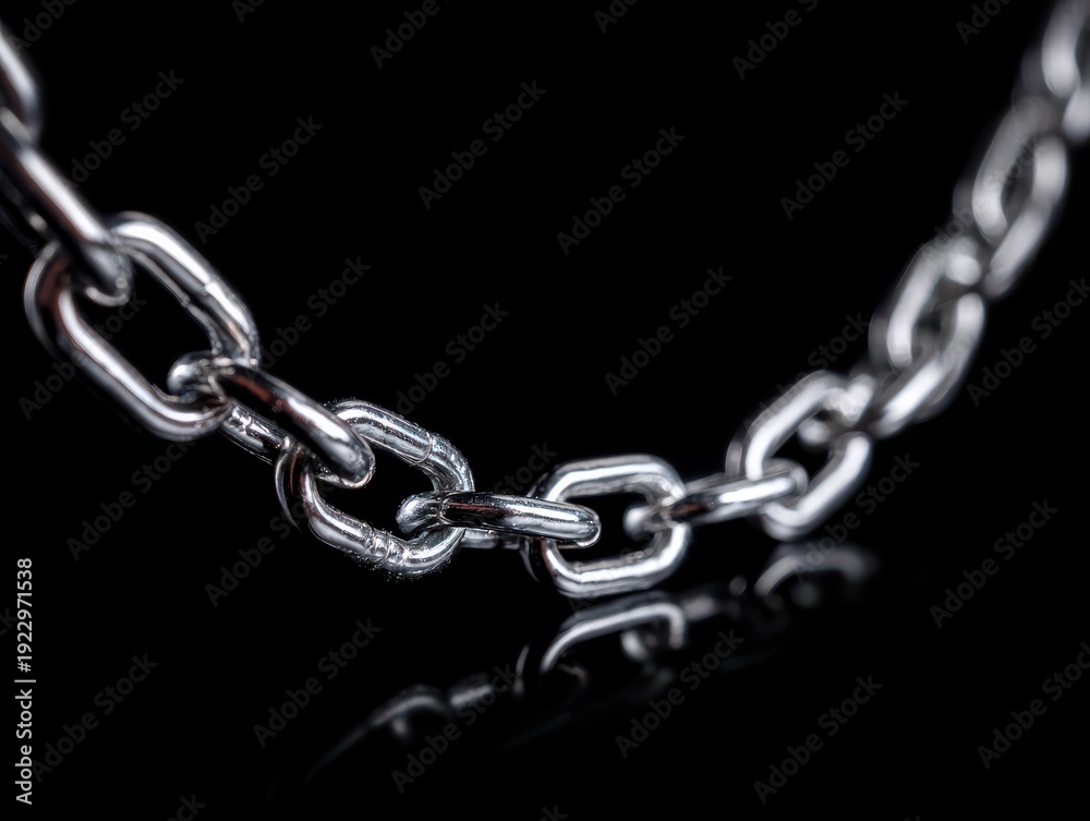 Fototapeta premium silver chain highlights isolated on a black background